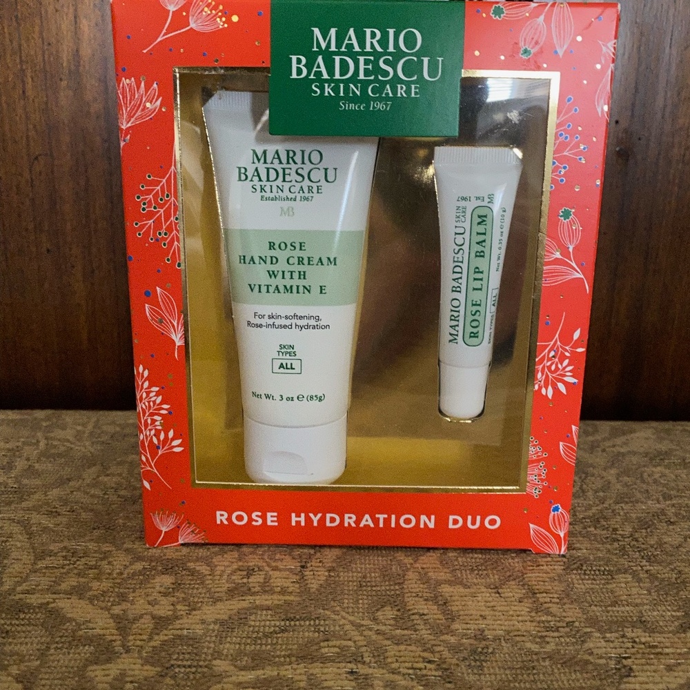 New Mario Badescu Skin Care Set Rose Hydration Duo Hand Cream & Lip Balm